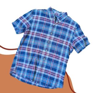 AEO Mens Plaid Short Sleeve Button-up